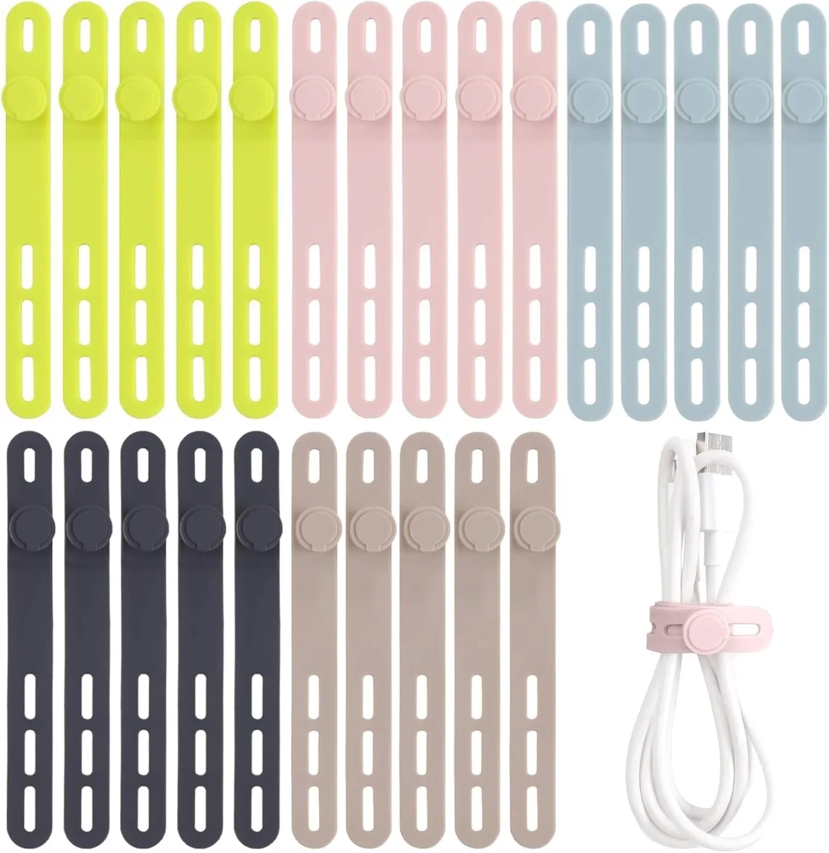 Ennovor Ennovor Silicone Cable Ties 25 Pcs Colorful — product photo