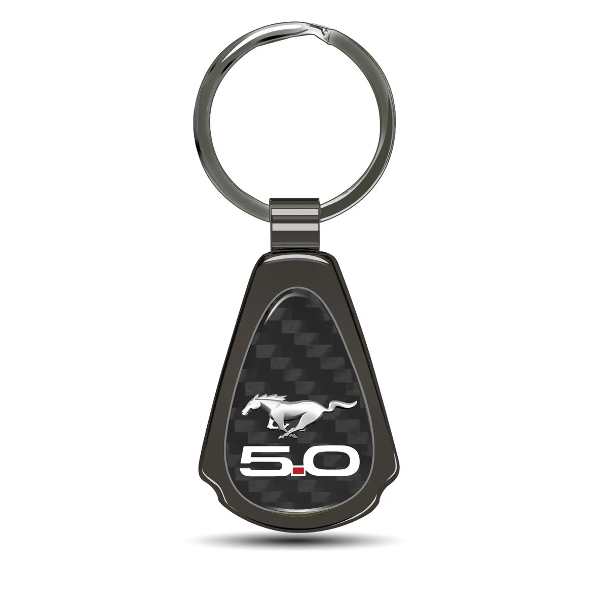 iPick Image, LLC iPick Image, LLC Ford Mustang 5.0 Real Black Carbon Fiber Gunmetal Black Metal Teardrop Key Chain — product photo