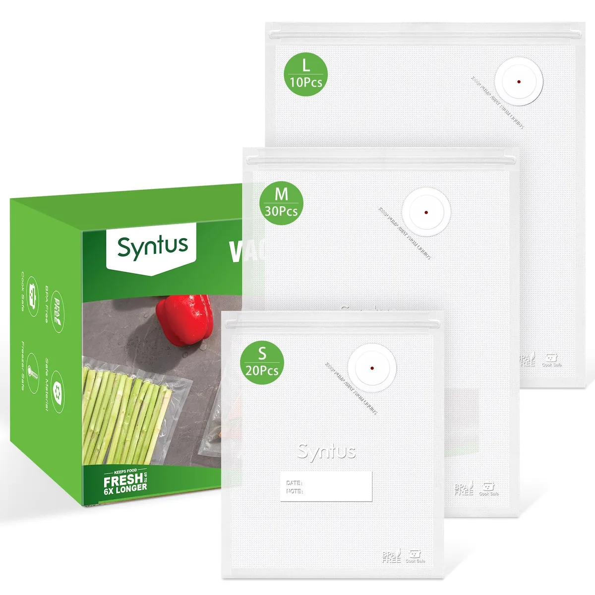  Syntus VSB60-SML Vacuum Zipper Bags 60 Pcs S+M+L — product photo