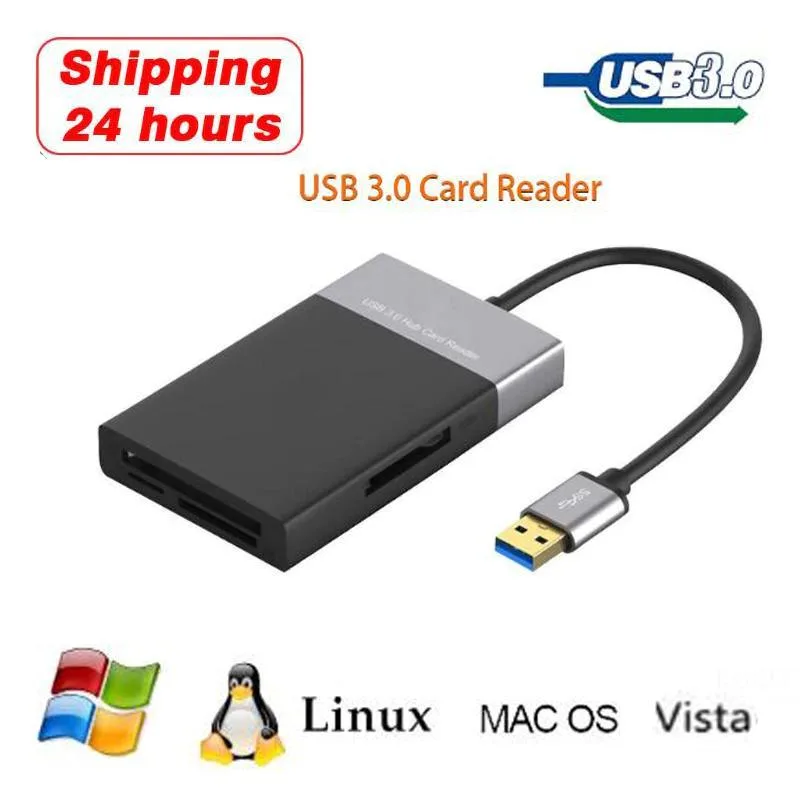 Hetai Tech Hetai Tech 8-in-1 Card Reader USB 3.0 XQD CF SD TF 2×USB 3.0 800mm Black — product photo