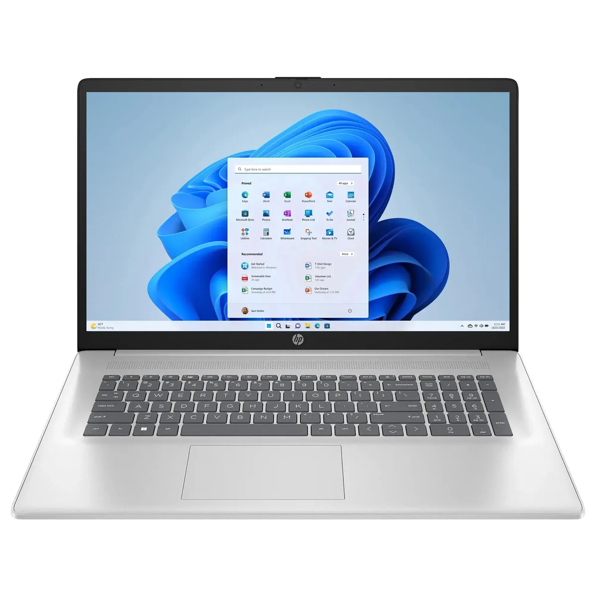 HP HP 17 Business Laptop 17.3" HD+ Touchscreen AMD Ryzen 5 7430U 64GB DDR4 1TB SSD Silver — product photo