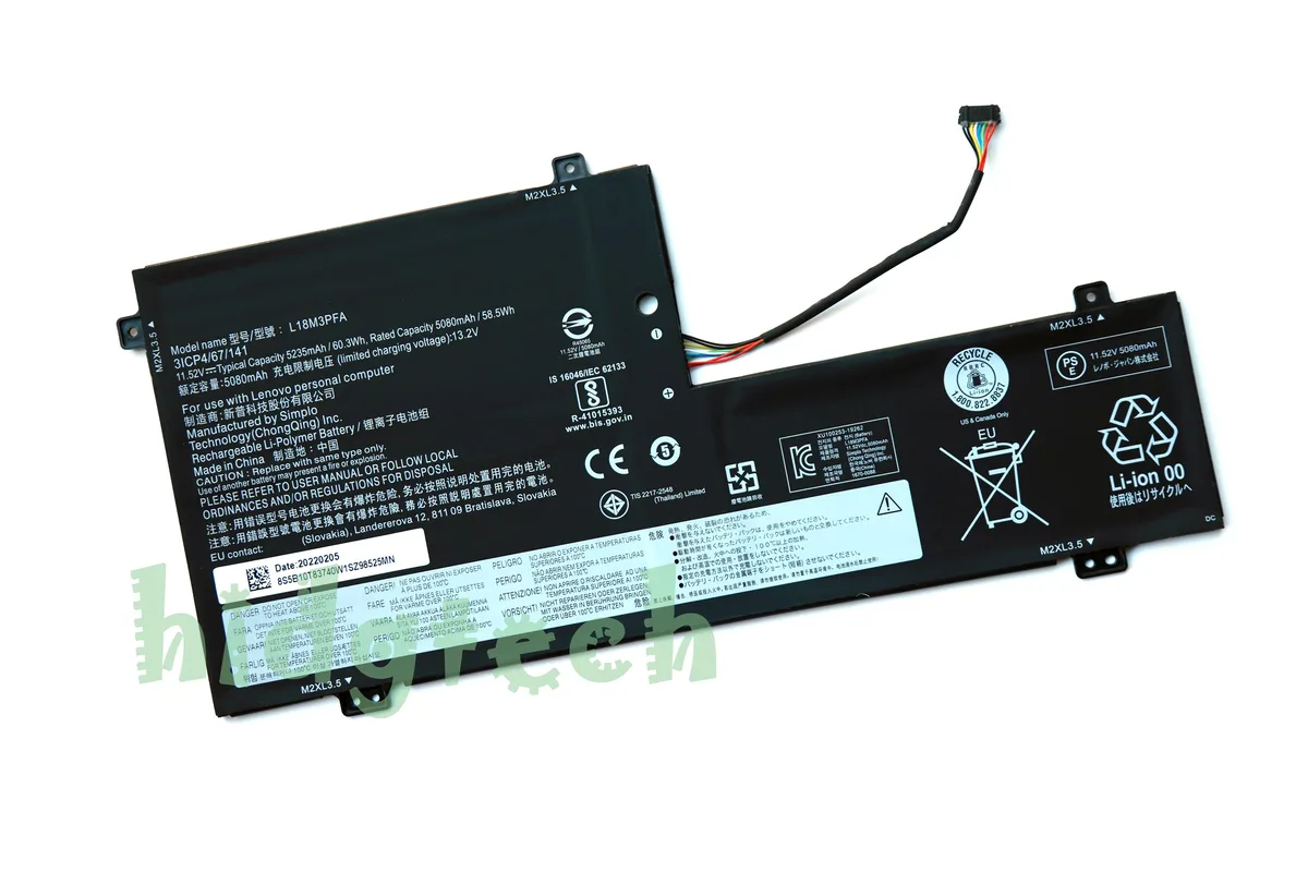 Beisite Beisite L18M3PFA L18D3PF2 60.3Wh 11.52V laptop battery for Lenovo Yoga C740-15IML — product photo
