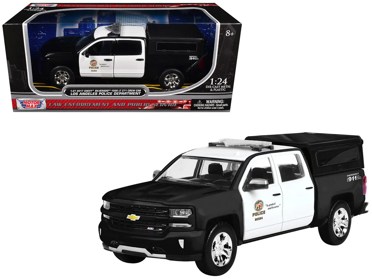 MOTORMAX MOTORMAX 2017 Chevrolet Silverado 1500 LT Z71 Crew Cab Pickup "LAPD" 1/27 Diecast — product photo