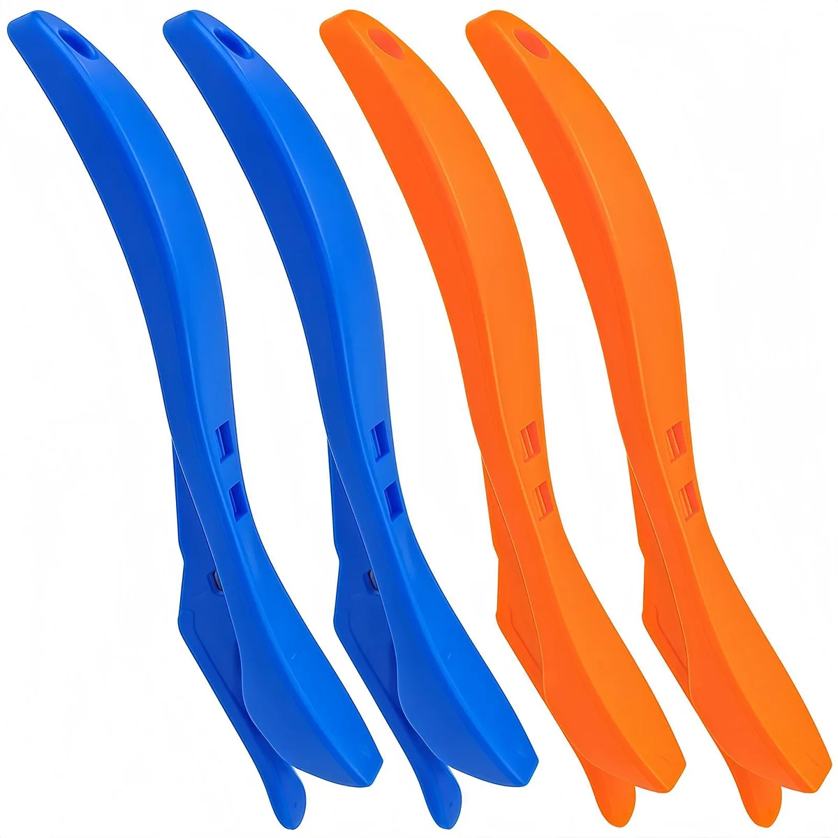 Four sliding paper cutters with curved plastic handles and concealed stainless steel blades