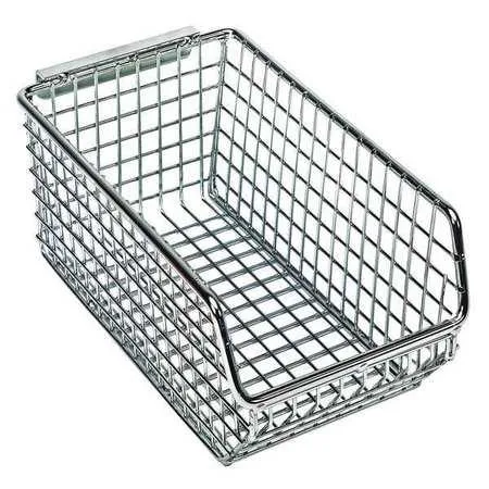 Chrome wire storage bin, rectangular, 3 inches high