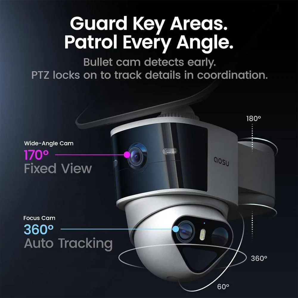 AOSU AOSU C9P21 T2 Pro SolarCam dual 3K wireless security camera — product photo