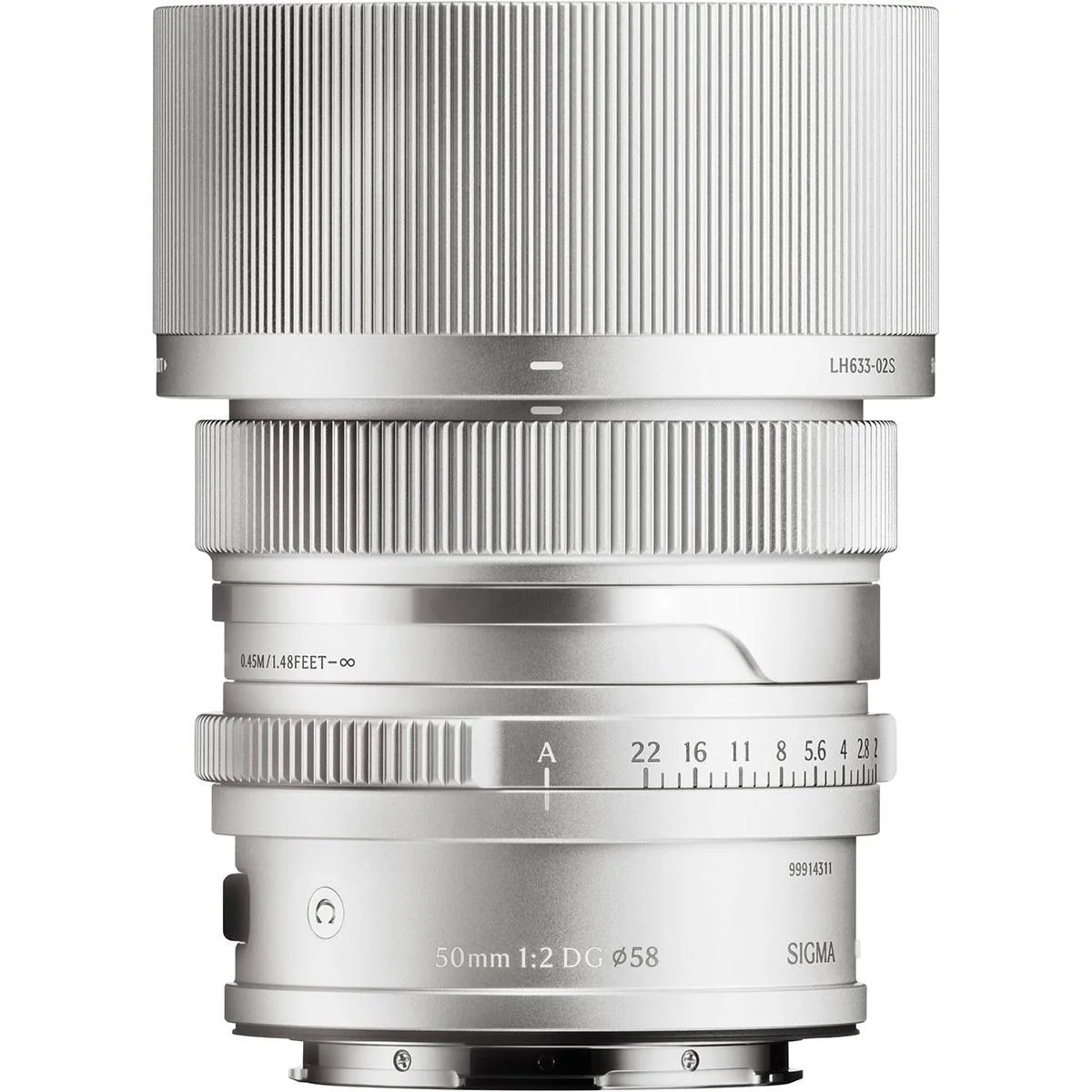 SIGMA SIGMA 50mm f/2 DG Contemporary L Mount Silver camera lens — product photo