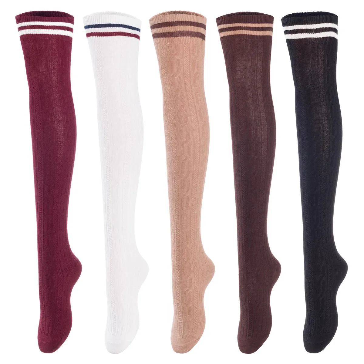 Lovely Annie Lovely Annie Over Knee Cotton Socks 5 Pairs Multicolored A1023 — product photo