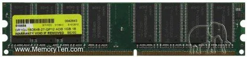 Gigaram Gigaram 1GB PC2700 DDR333 2Rx8 Dual Rank Unbuffered nonECC 184-pin UDIMM ADB desktop RAM — product photo