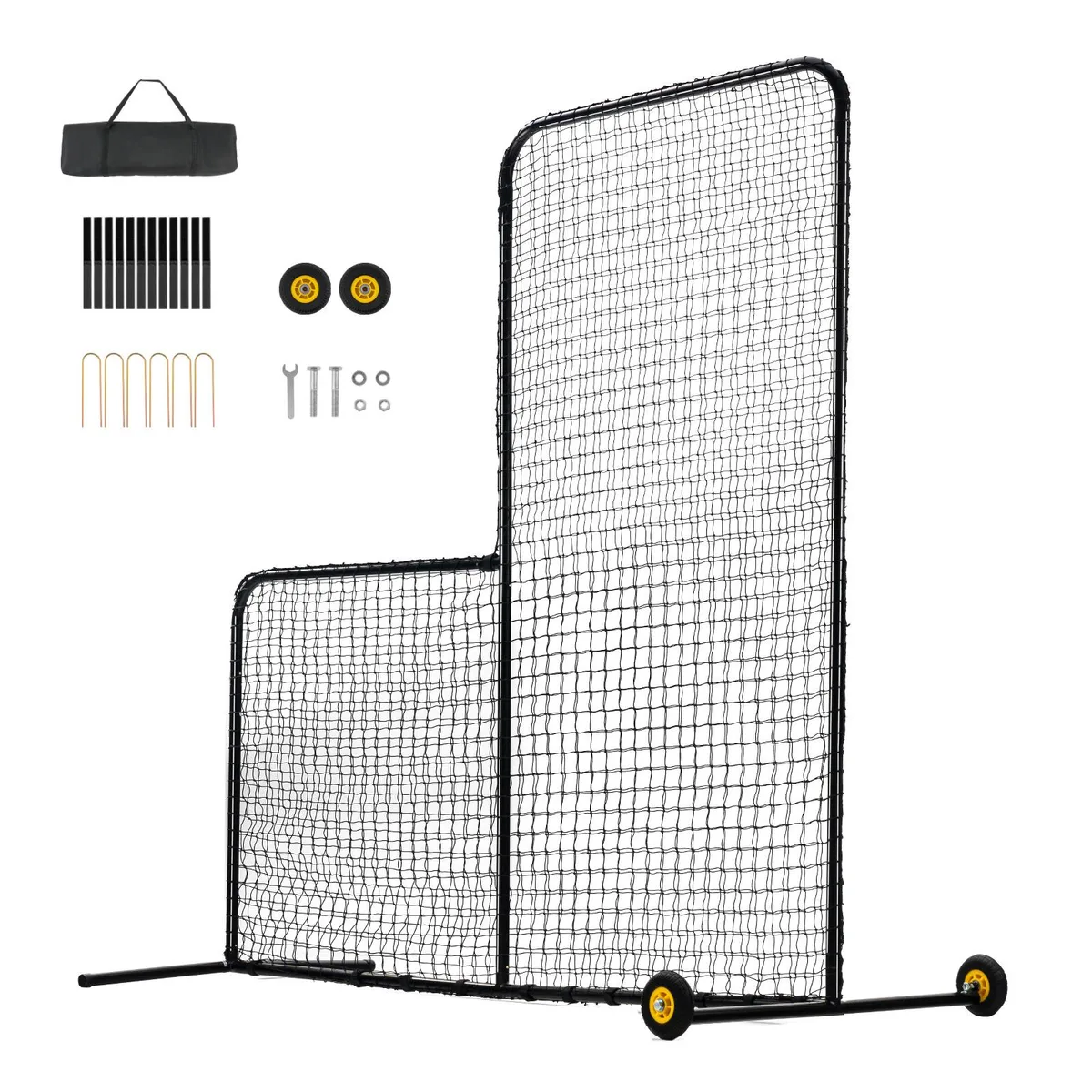 VEVOR VEVOR L-Screen Baseball Softball Safety Net 7x7 ft 1.75 in Mesh 45-Ply 1.26 in Frame 5.5 in Wheels — product photo