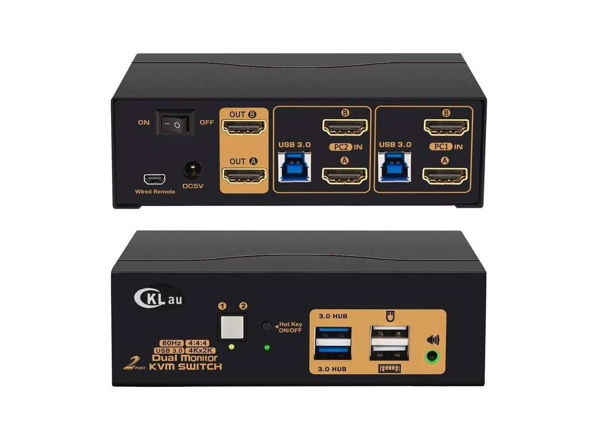 SMA SMA 2 Port USB 3.0 HDMI KVM Switch Dual Monitor 4K 60Hz — product photo
