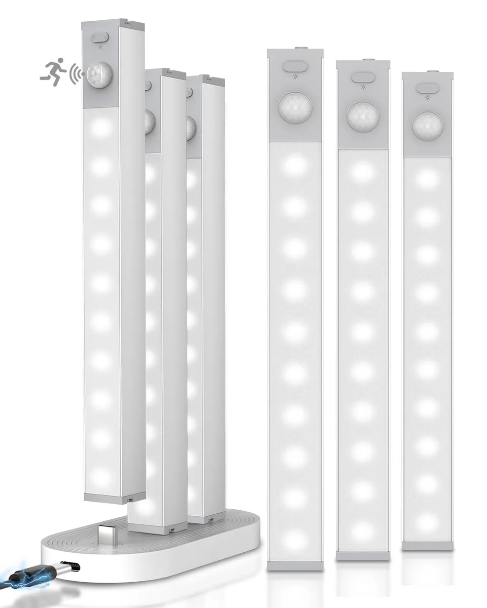Six white LED bars with a matching charging dock