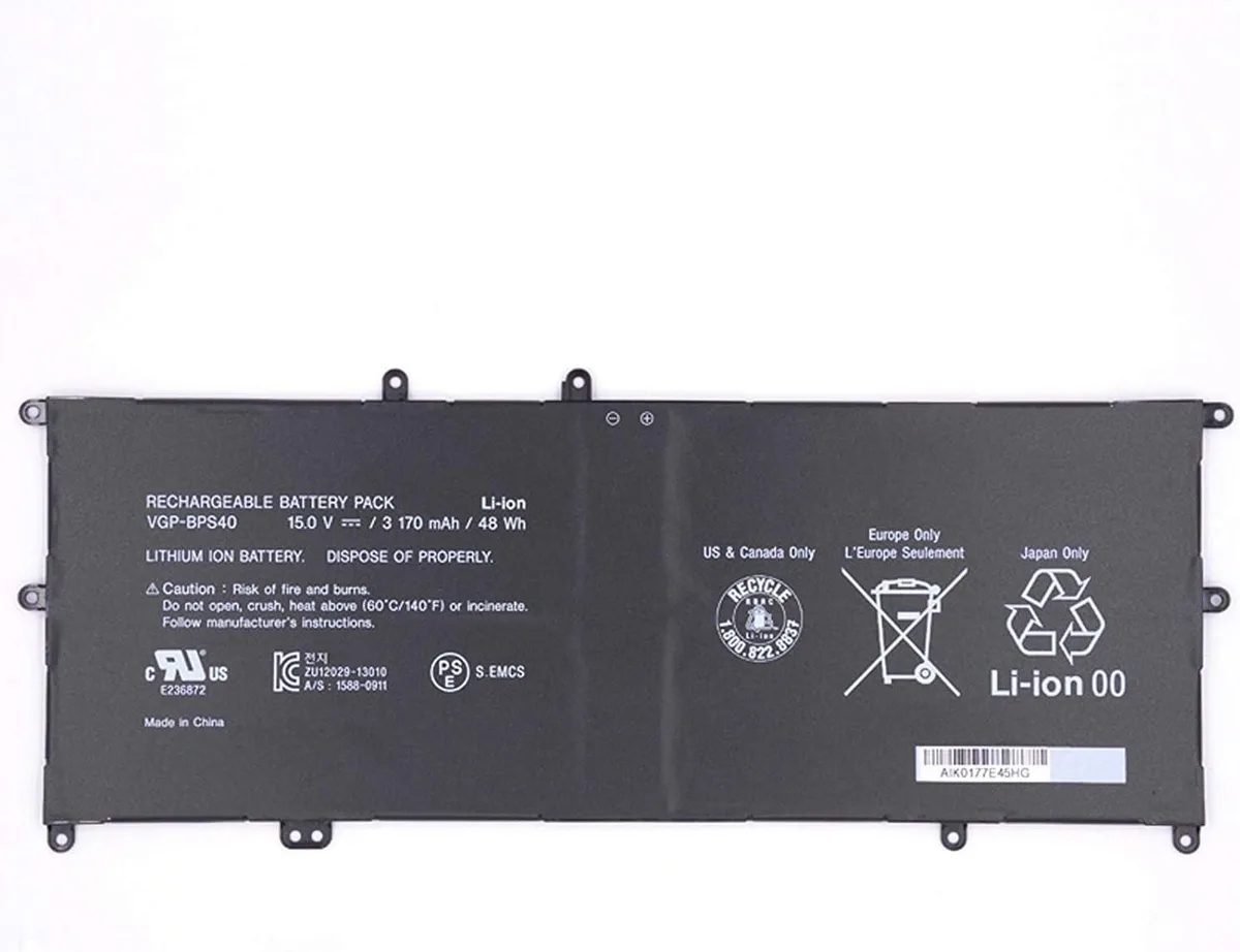 Rectangular black lithium polymer laptop battery pack