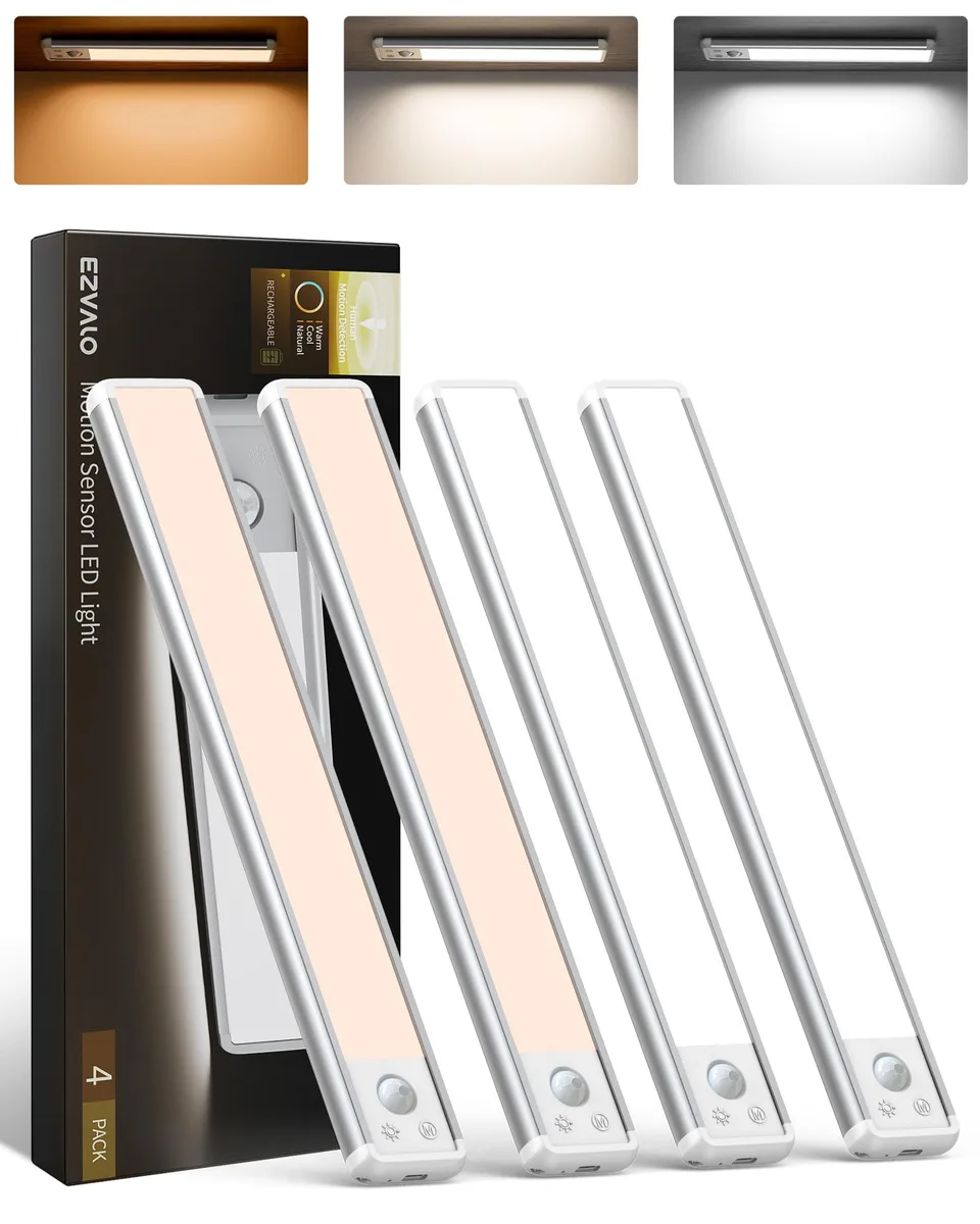 Four polished 12-inch wireless bars in a row, modern finish
