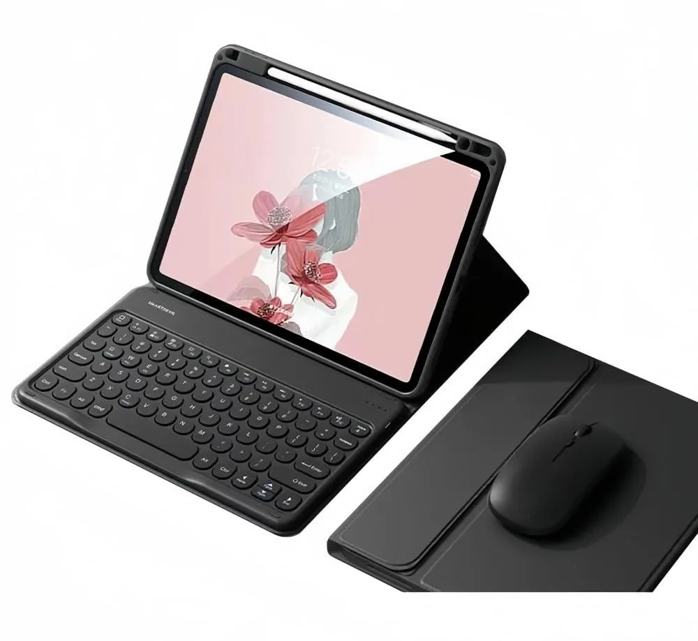 BoYata BoYata Keyboard Case iPad Air 13 M3 M2 Pro 12.9 6th 5th 4th 3rd Gen Bluetooth Mouse Detachable Round Key Black — product photo