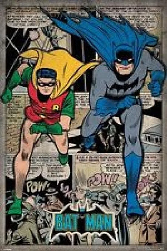 Batman and Robin comic montage poster print 24 x 36 inches