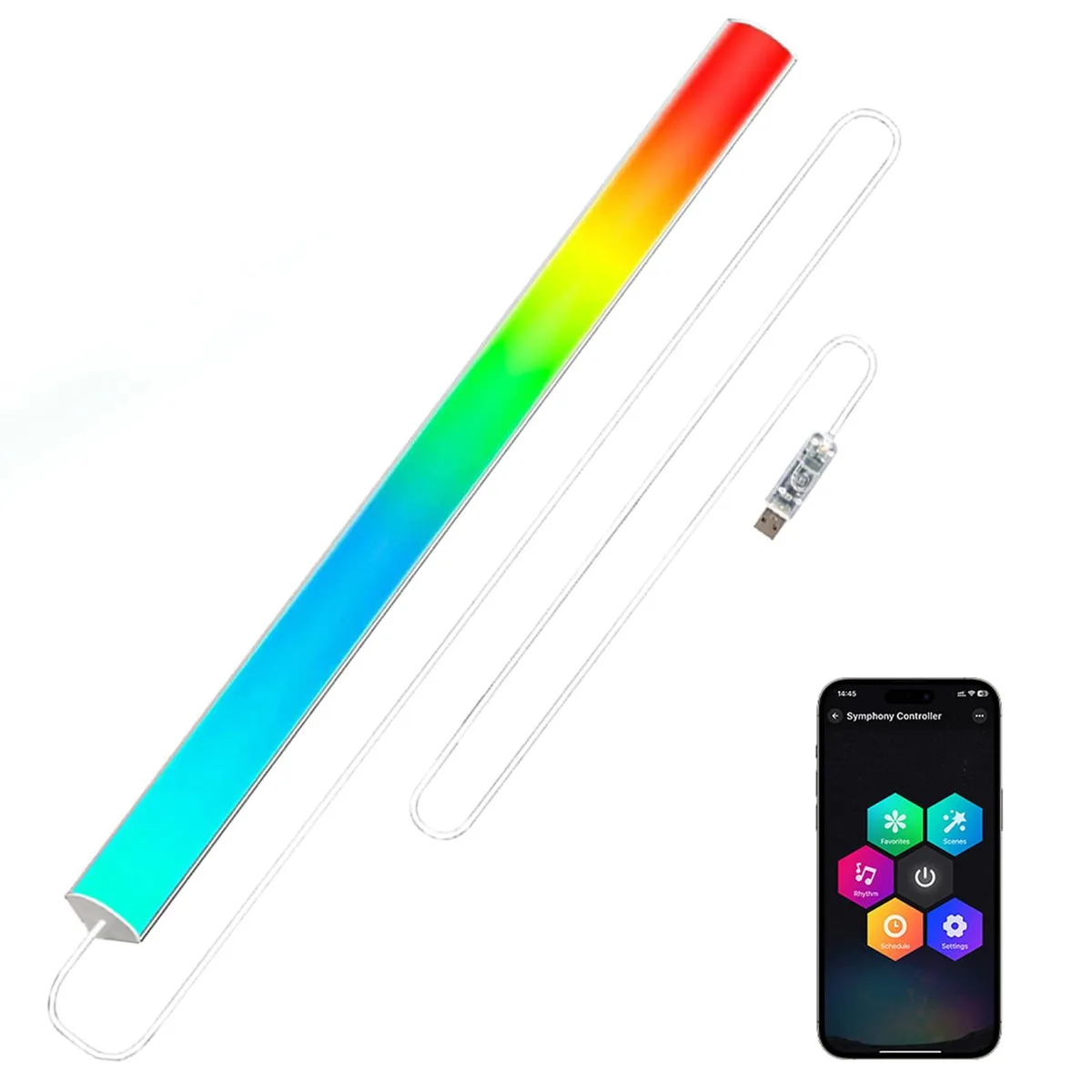 12 inch white acrylic RGB light bar with adhesive tape
