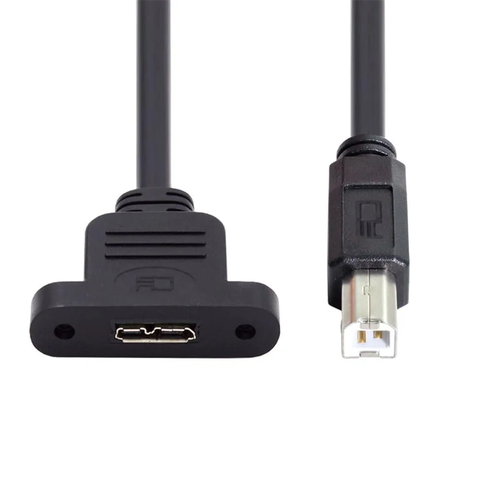 Fervit Fervit USB 2.0 Type-B Male to Micro USB 3.0 Type-B Female Screw Mount Extension Cable 50cm — product photo