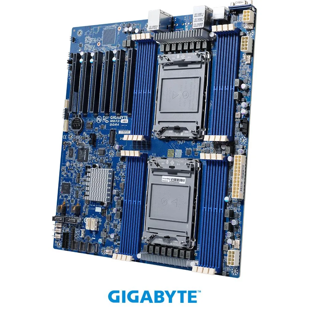 GIGABYTE GIGABYTE MD72-HB3 server motherboard, Dual Socket P+, 16 DDR4 3200 slots, 256GB max — product photo
