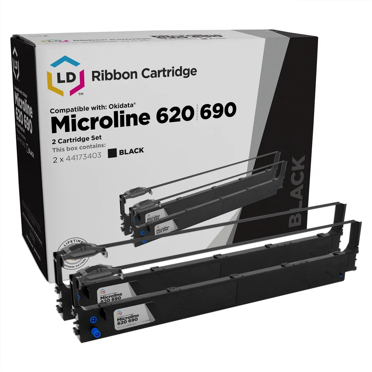 Oki Data Oki Data 44173403 2PK Black Printer Ribbon Cartridges for Microline 620 690 5720 — product photo