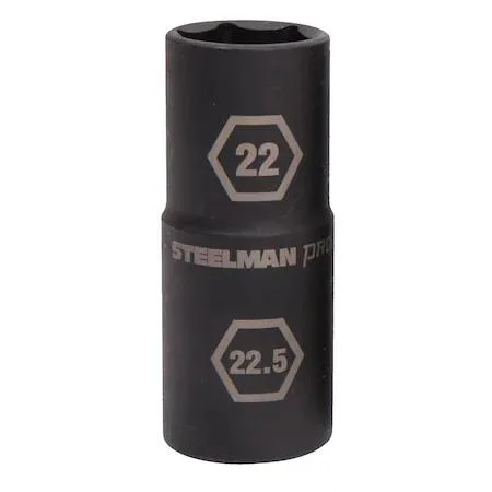 Steelman 60231 1/2 inch drive 6-point thin wall 22mm x 22.5mm impact flip socket in black phosphate finish