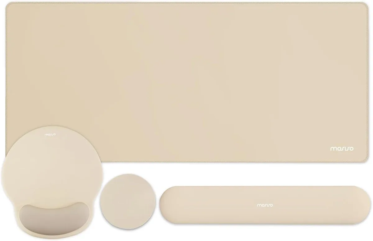 Kenuco Kenuco Wrist Rest &amp; Mouse Pad Set Large Gaming Deskpad Circle Curved Apricot — product photo