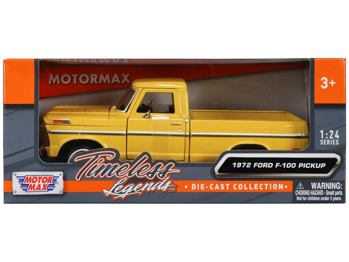 MOTORMAX MOTORMAX 1972 Ford F-100 Pickup Truck Yellow Timeless Legends 1/24 Diecast Hobby Collectible — product photo