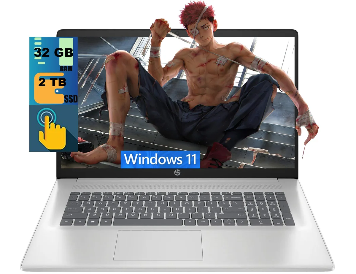 HP HP 17 laptop Intel Core Ultra 7-255U 32GB DDR5 2TB SSD 17.3" HD+ touchscreen Silver — product photo