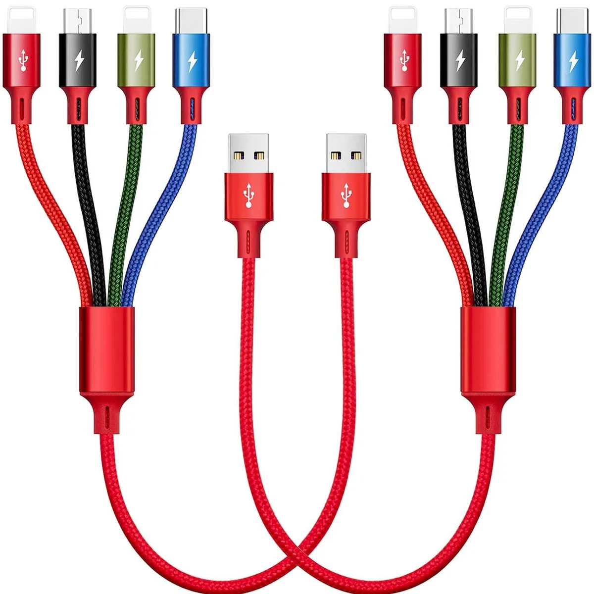KINGARD KINGARD 4-in-1 Multi Charger Cable 1ft 2-Pack 3.5A — product photo