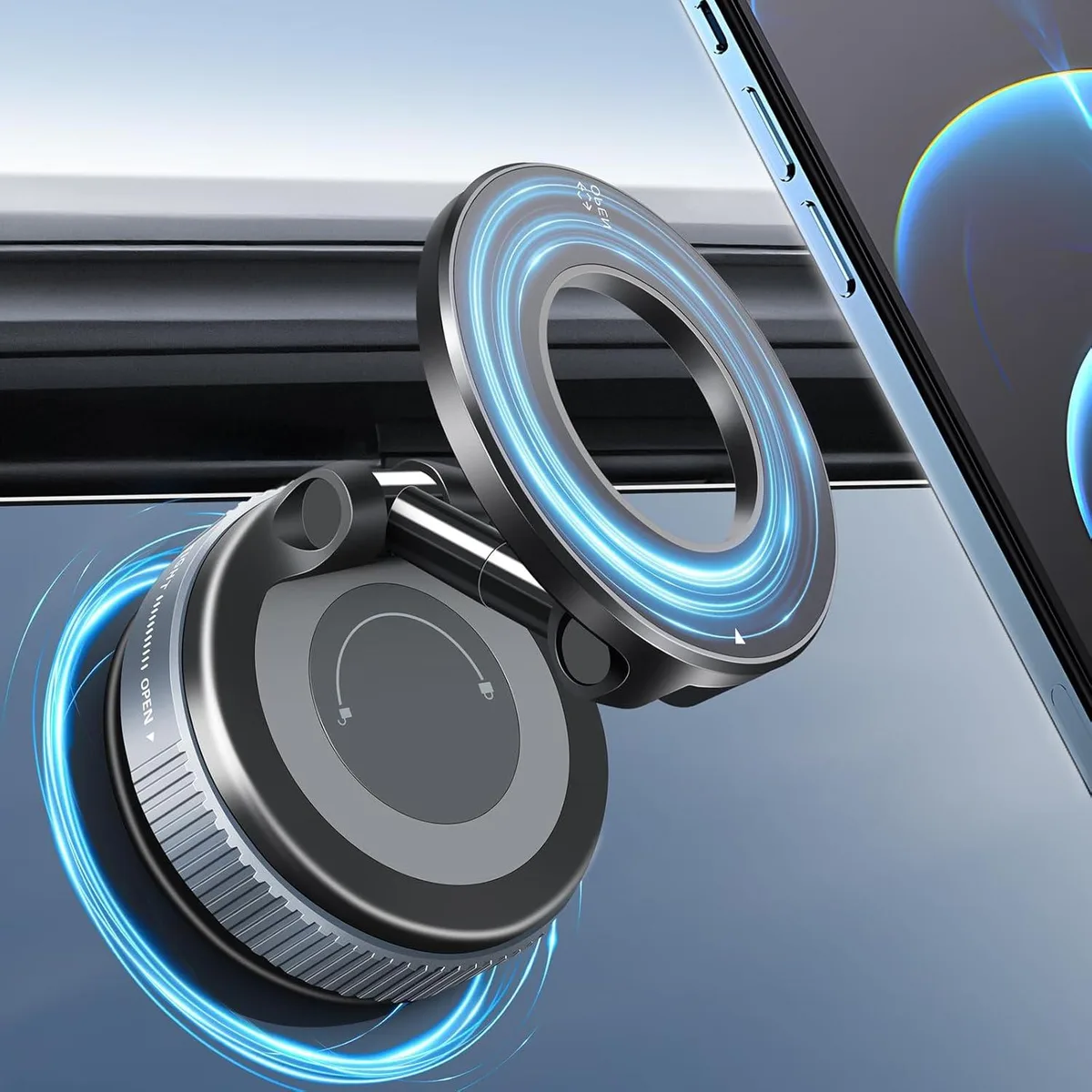 Emazne Emazne Vacuum Suction Magnetic Phone Holder 2025 Upgraded Foldable Retractable — product photo