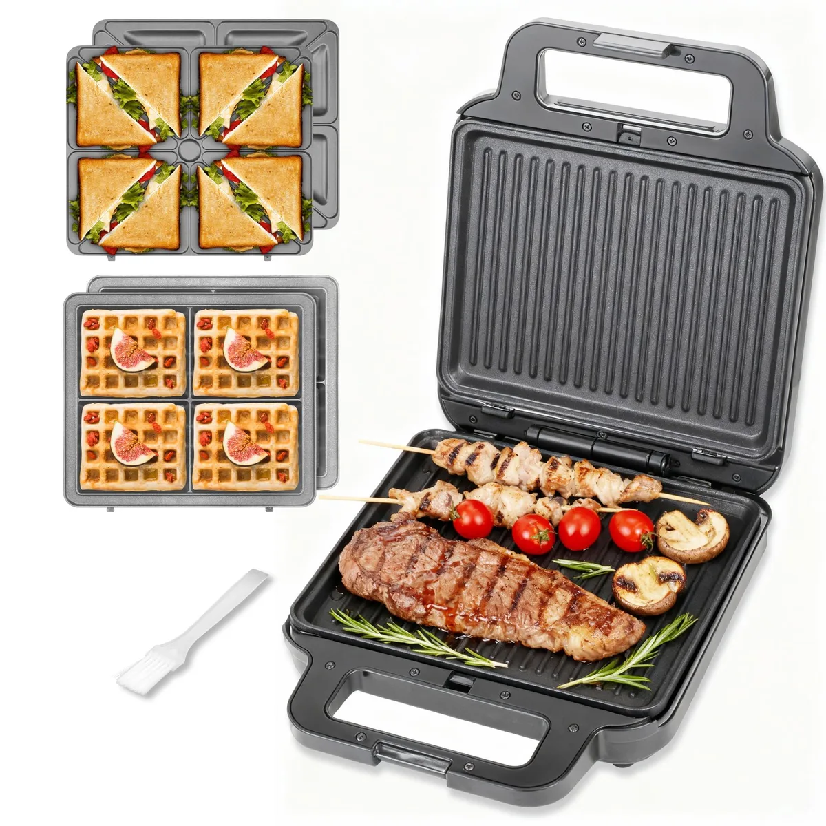  FineMade WSGM002 3-in-1 Waffle Sandwich Grill Maker 1200W — product photo