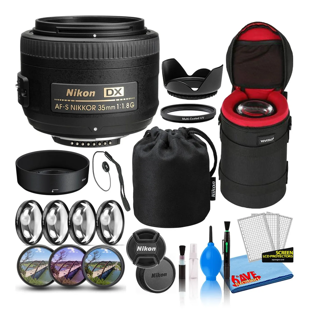 Nikon Inc Nikon AF-S DX 35mm f/1.8G Prime Lens (2183) Intl Model Bundle camera kit — product photo