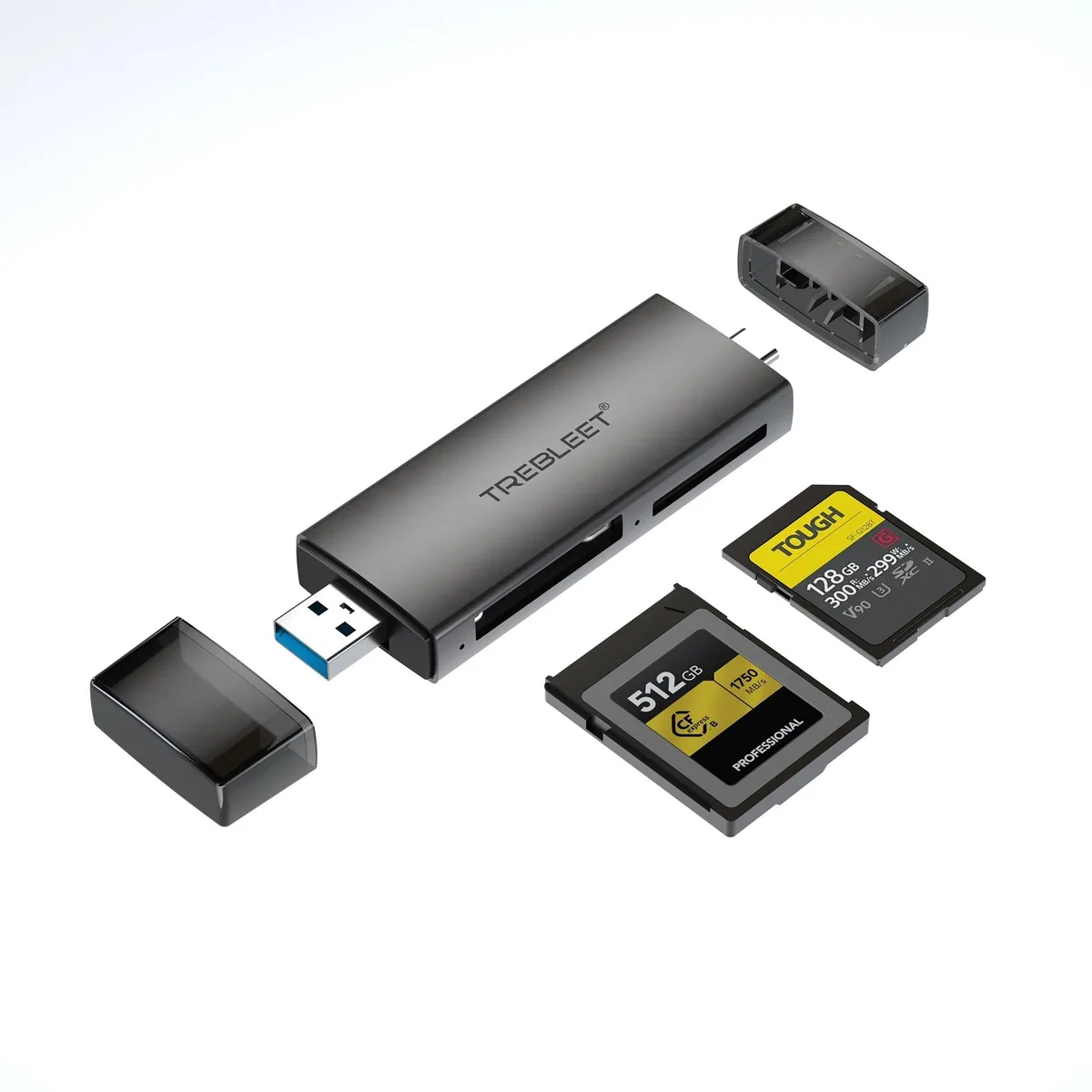 TREBLEET TREBLEET CFexpress Type B SD UHS-II Dual-Slot Reader USB 3.2 10Gbps 2 in 1 accessory — product photo