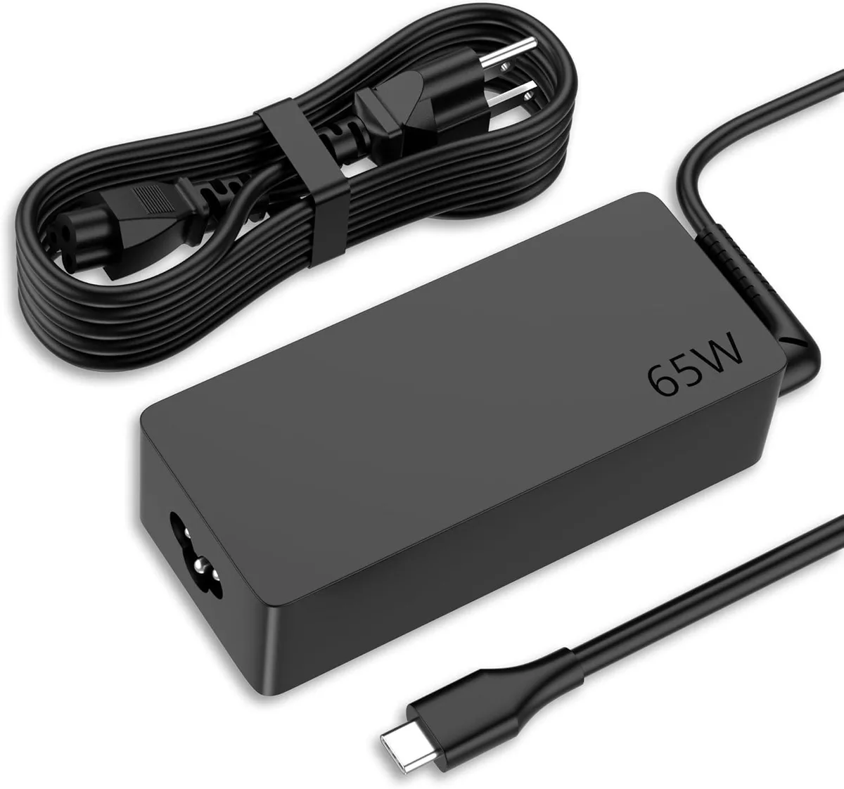 Black rectangular Dell 85W USB-C power adapter with 9ft cord