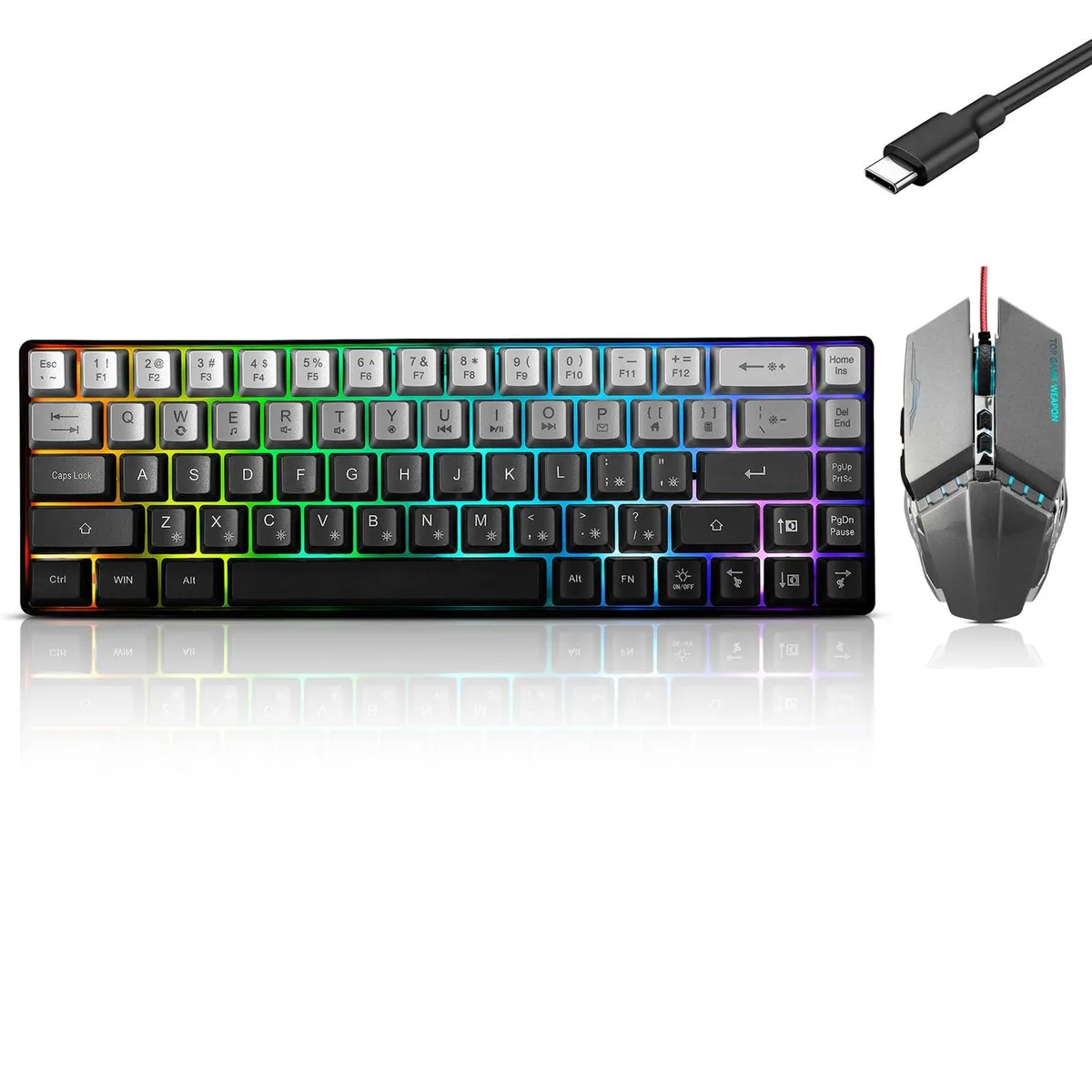 Redragon 60% Gaming Keyboard & Mouse Combo Gradient Grey — product photo