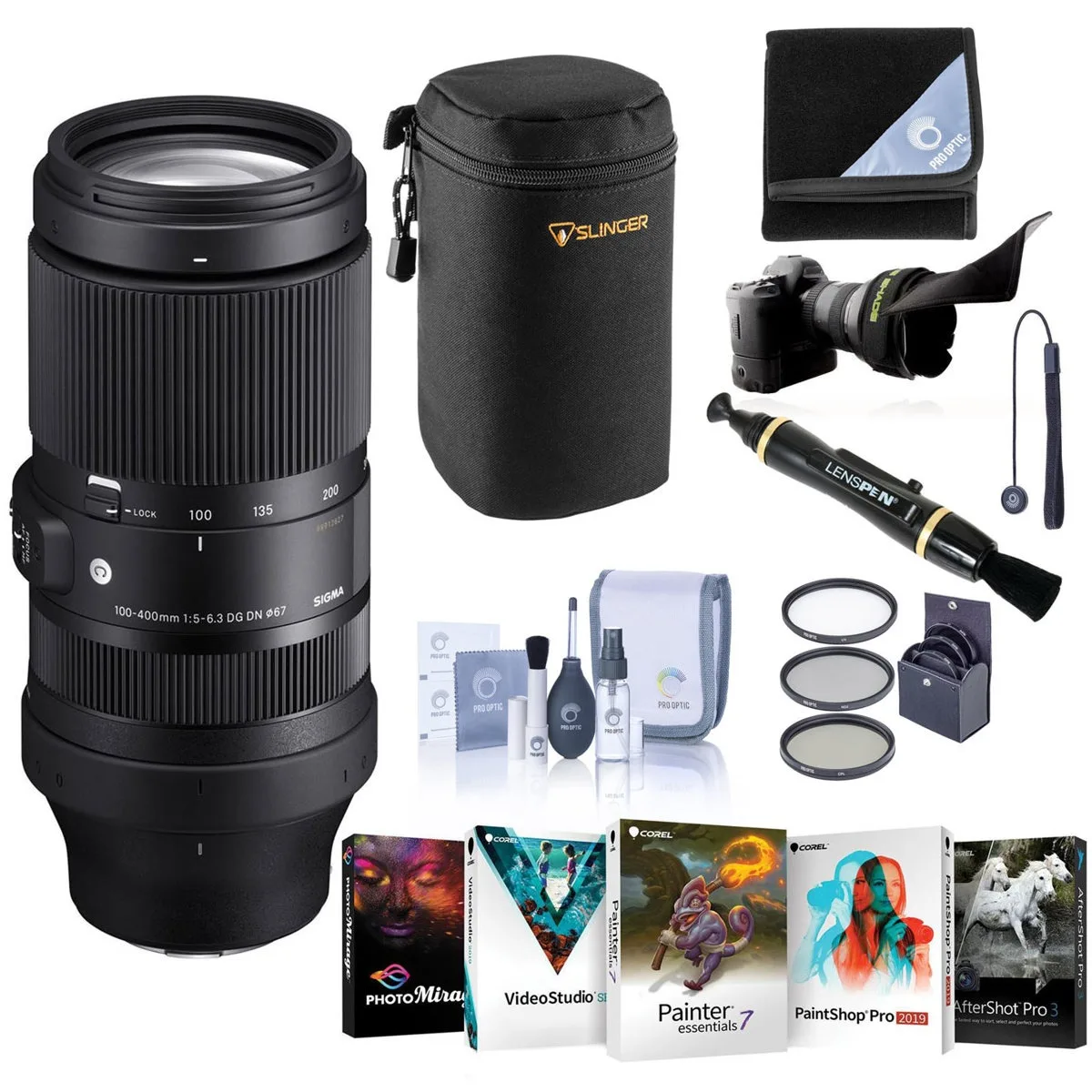SIGMA SIGMA 100-400mm f/5-6.3 DG DN OS Contemporary Lens for L Mount, Bundle — product photo