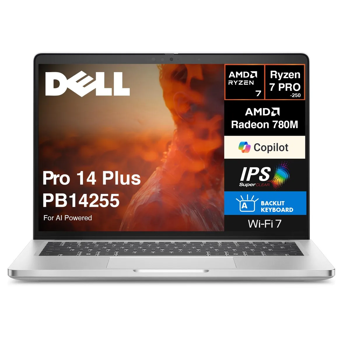 DELL DELL Pro 14 Plus PB14255 laptop Ryzen 7 PRO 250 16GB LPDDR5X 2TB — product photo