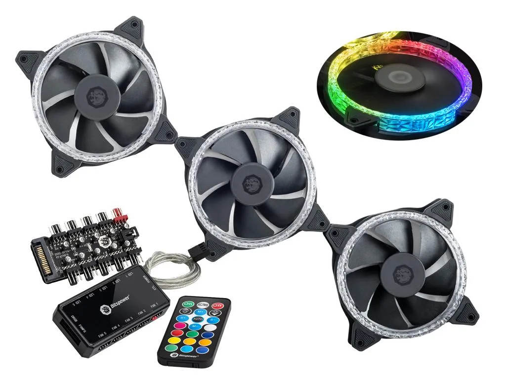 Bitspower Bitspower Touchaqua Notos Xtal 120mm DRGB 3-pack — product photo