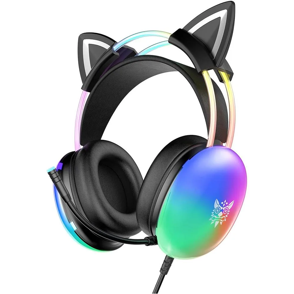 Hitoor Hitoor X25 Cat Ear Gaming Headset 3.5mm Wired 50mm Driver RGB Black — product photo