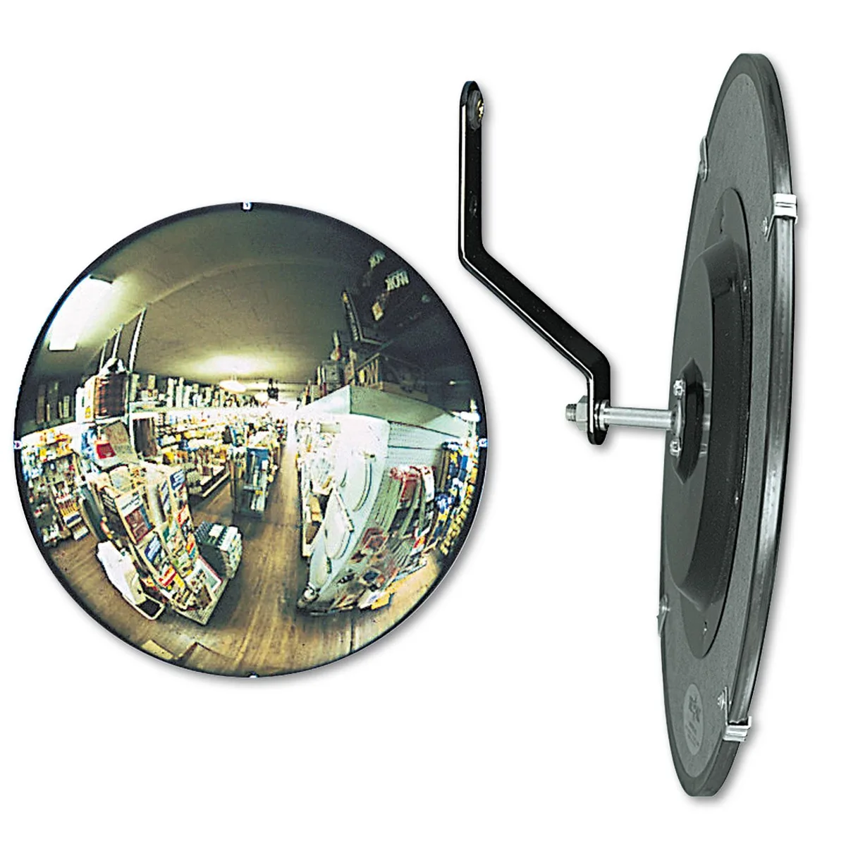 26-inch convex security mirror with heavy-duty mounting brackets