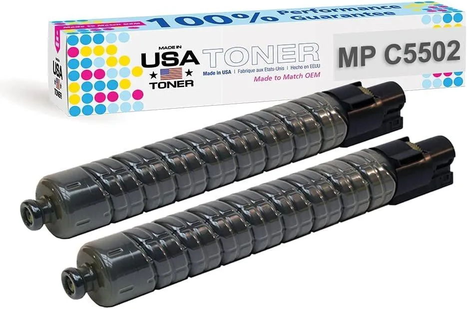 MADE IN USA TONER MADE IN USA TONER Compatible Black Toner Cartridge 2 Pack for Ricoh MP C4502 MP C5502 31000 Pages — product photo