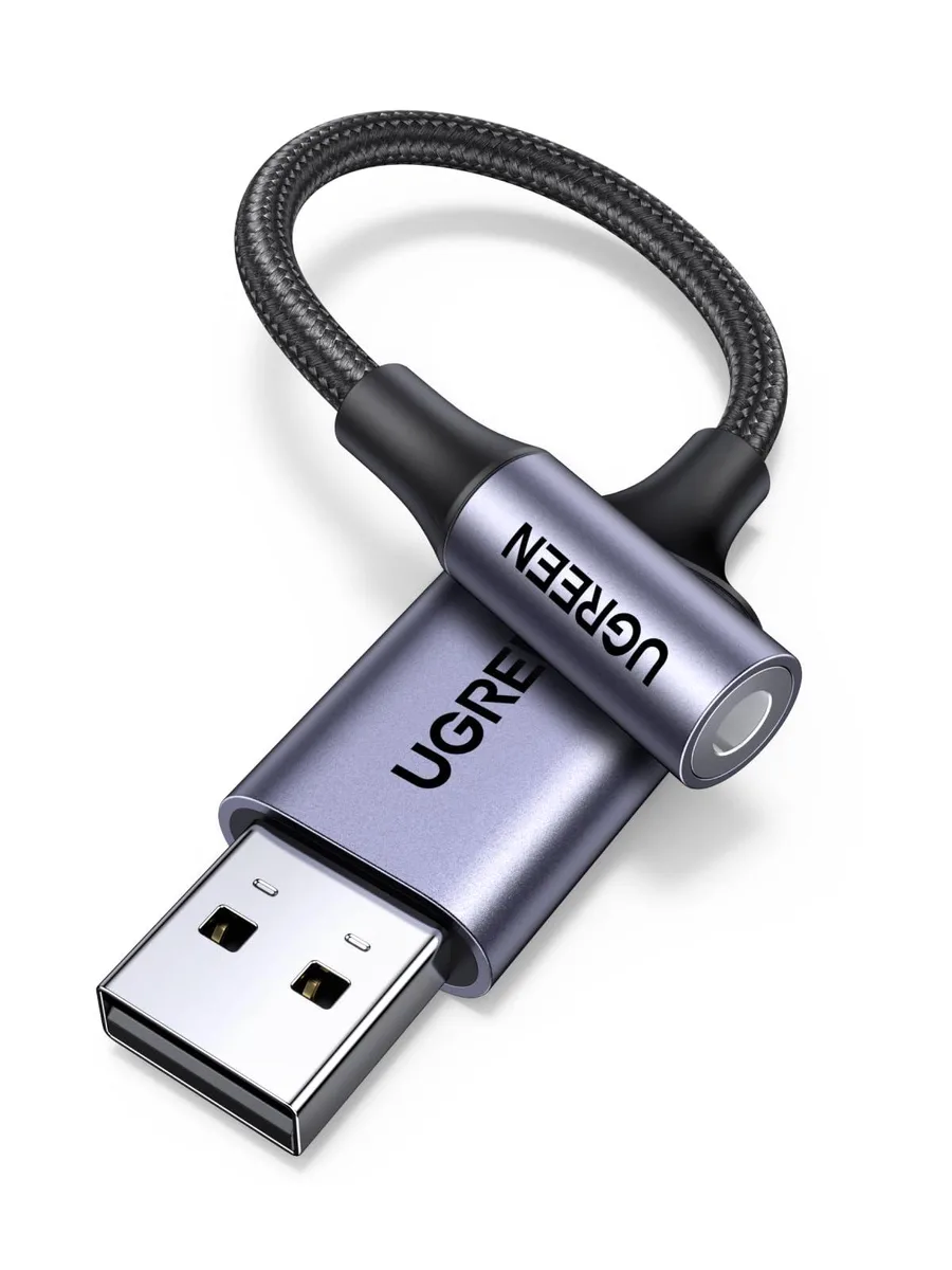 UGREEN 30757 USB to 3.5mm Audio Adapter 24bit 96kHz Nylon Braided — product photo