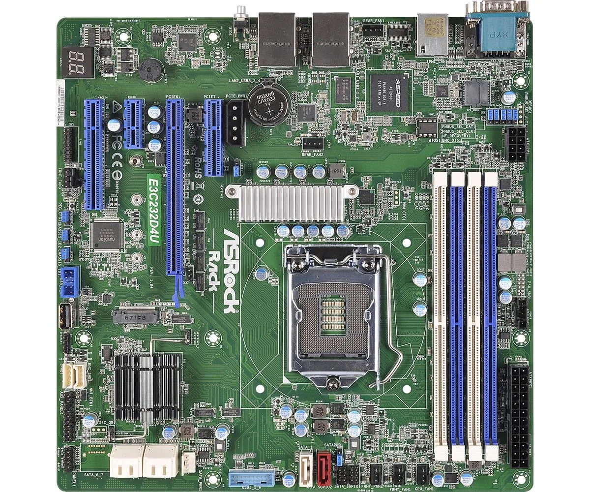 ASRock Rack ASRock Rack E3C232D4U LGA1151 C232 DDR4 mATX server motherboard — product photo