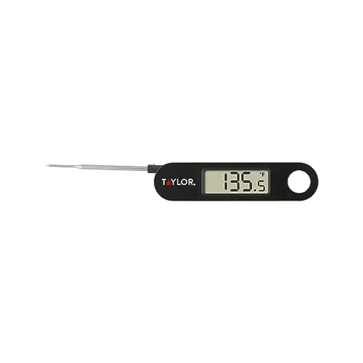 Black folding probe digital thermometer with LCD display