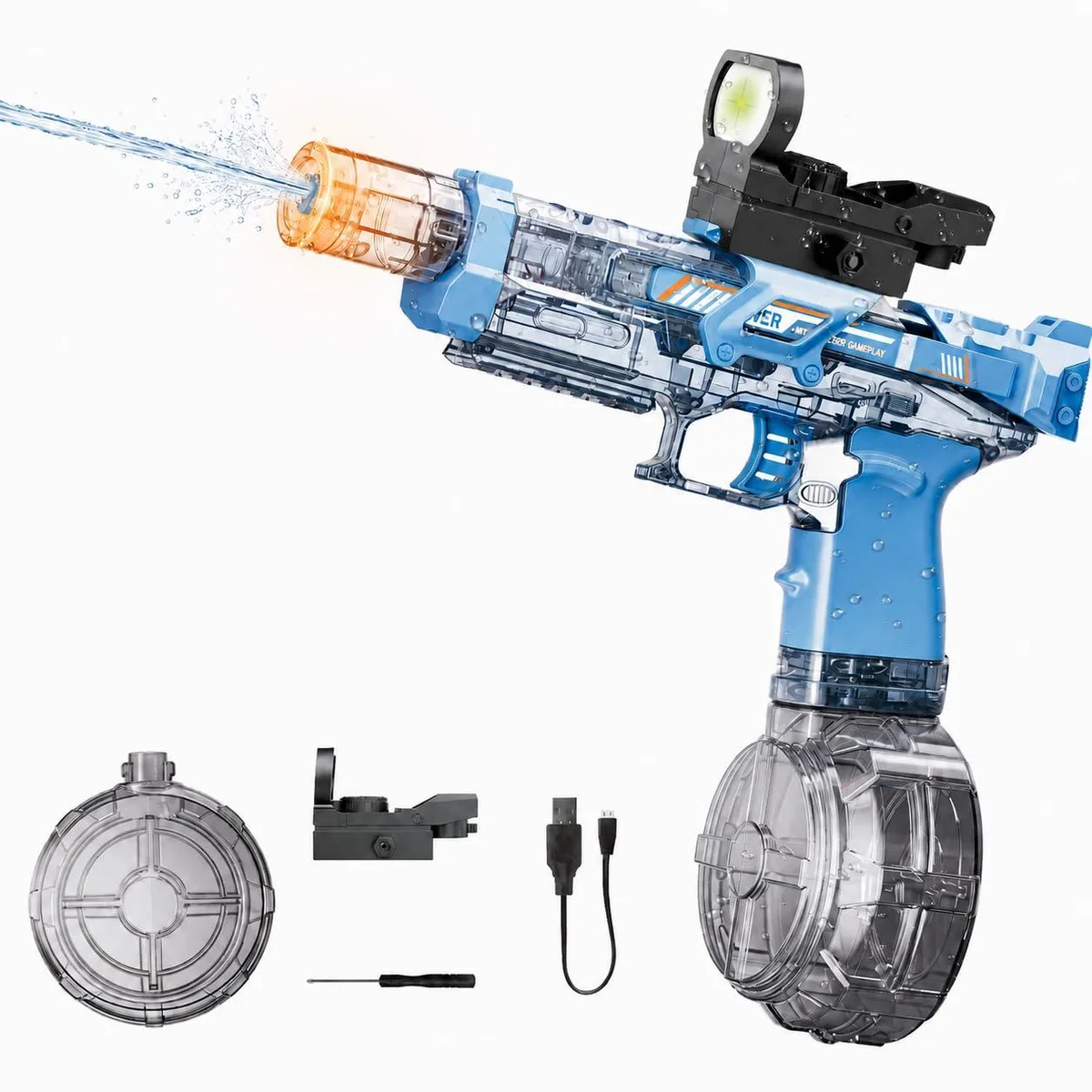 Nicojoy Electric Water Gun with LED Lights 350ml Blue — product photo