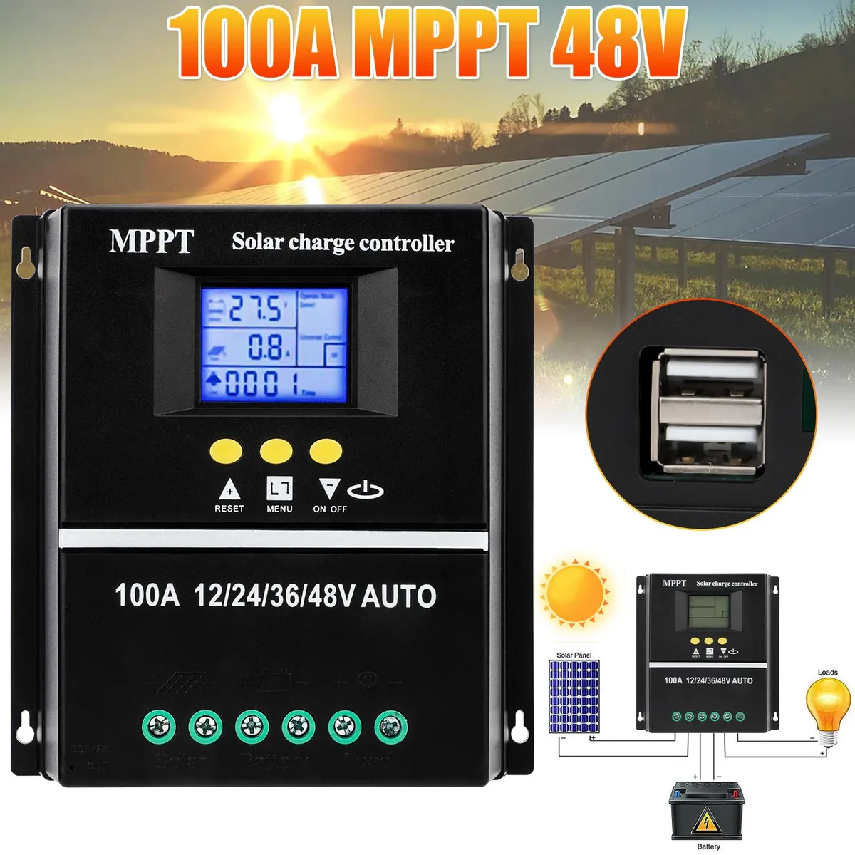 NSI NSI YDF02888080 100A MPPT Solar Charge Controller 12/24/36/48V — product photo
