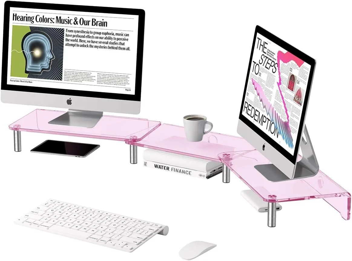PISKEKAT PISKEKAT 3-Layer Pink Acrylic Monitor Stand Riser — product photo