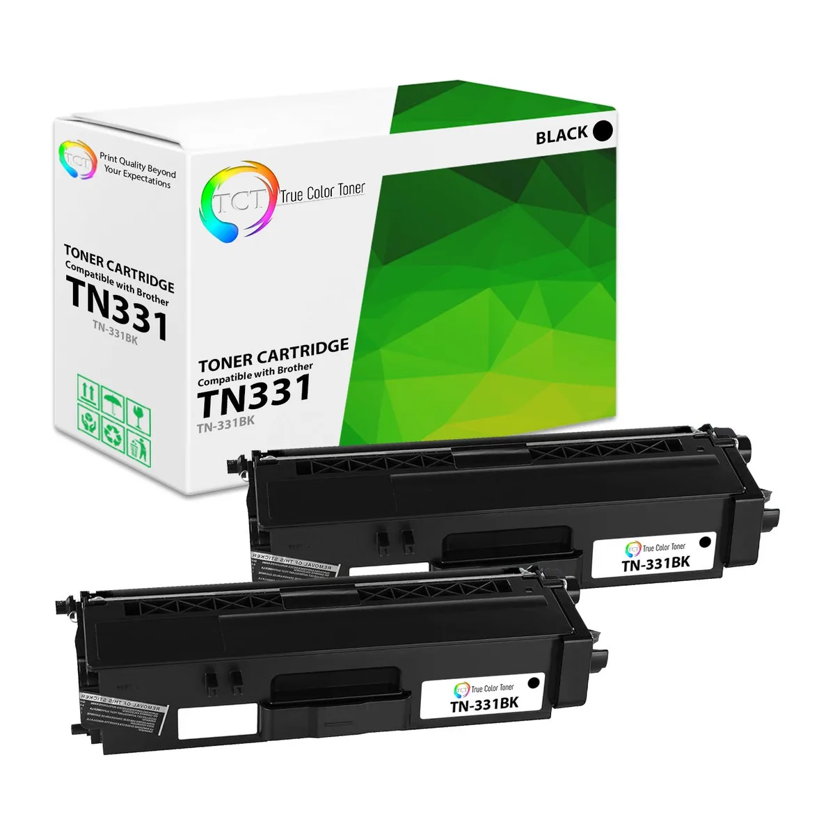 TCT TCT TN331 Black Toner Cartridge 2 Pack 2500 Pages — product photo