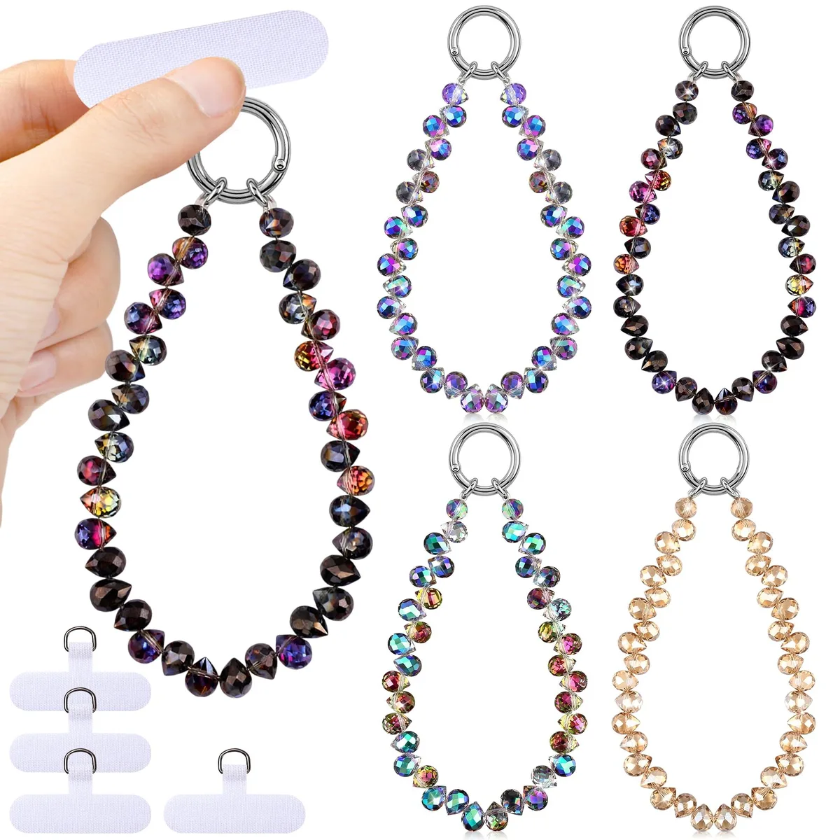  Quelay TAN-Quelay-3628 4-pack beaded phone wrist strap bracelet — product photo