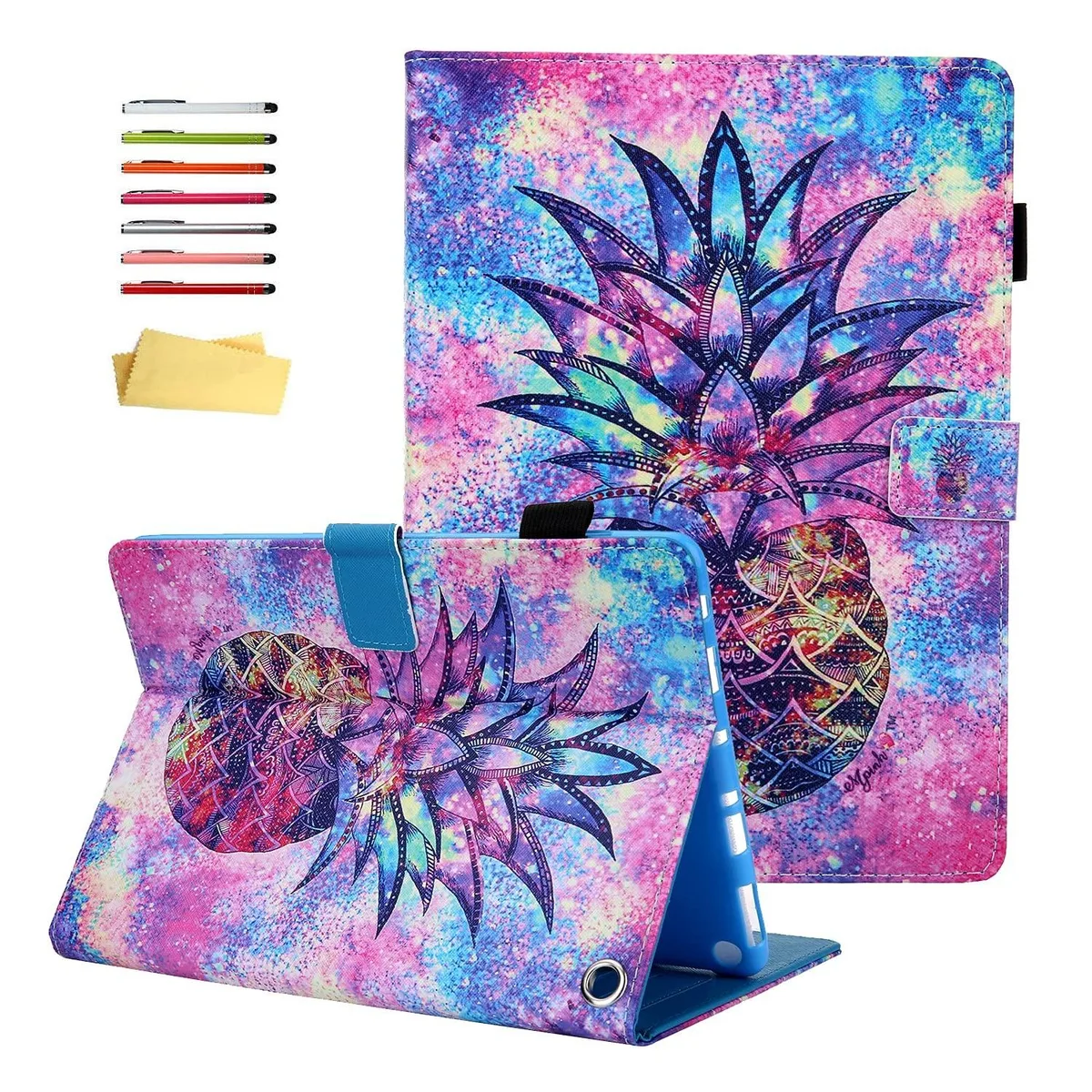 GSM Outdoors GSM Outdoors 2 in 1 accessory for Kindle Fire HD 10 10.1 11th 13th gen 2021 2023 Rainbow Pineapple — product photo
